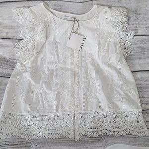 NWT Kids Zara Button Front Lace Detail Top